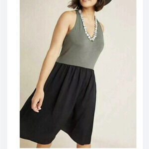 Anthropologie Asymmetrical Dress in Olive and Black